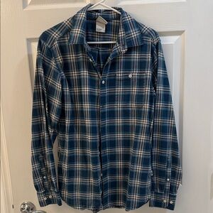 Old Navy Men's Navy and White Plaid Button Down Shirt
